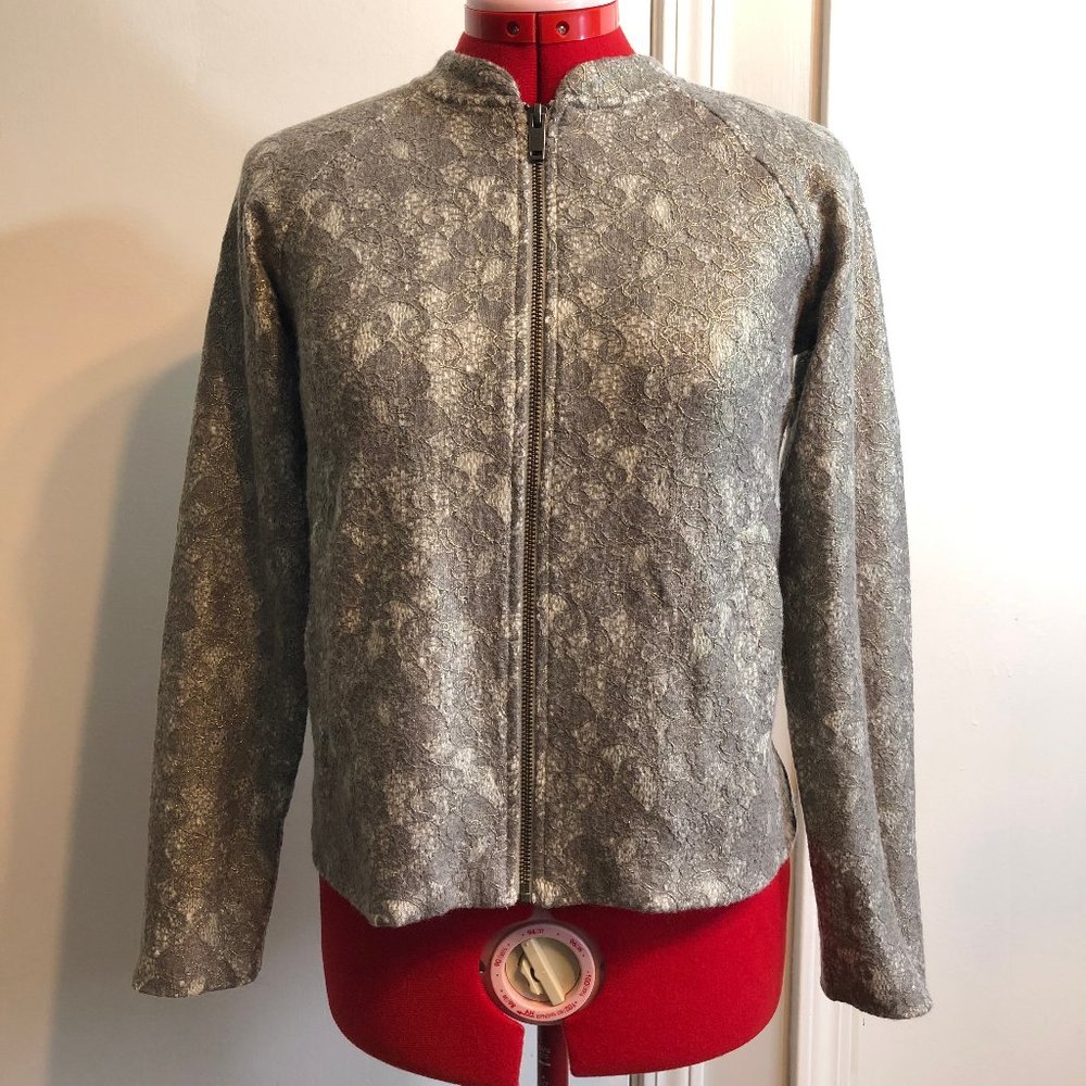 Banana Republic Metallic Foiled Lace Cropped Jacket